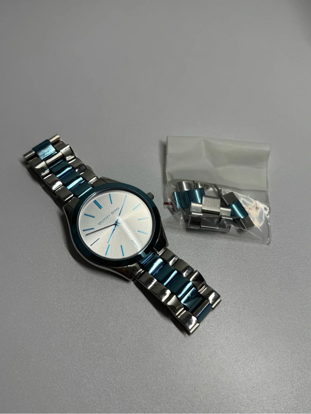 Michael Kors Silver-Tone with Blue strip Minimalist Watch - Picture 6 of 11